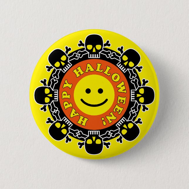 Funny Happy Halloween Button (Vorderseite)