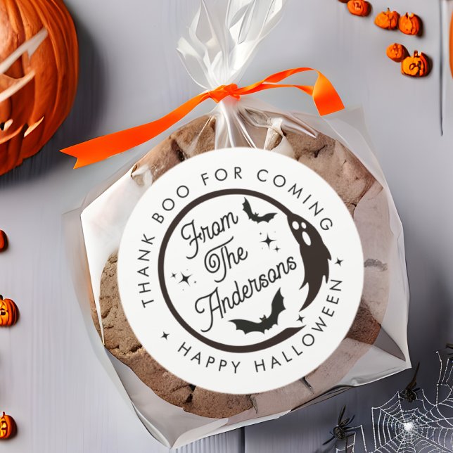 Funny Happy Halloween Ghost Danke Boo Gastgeschenk Runder Aufkleber (Von Creator hochgeladen)