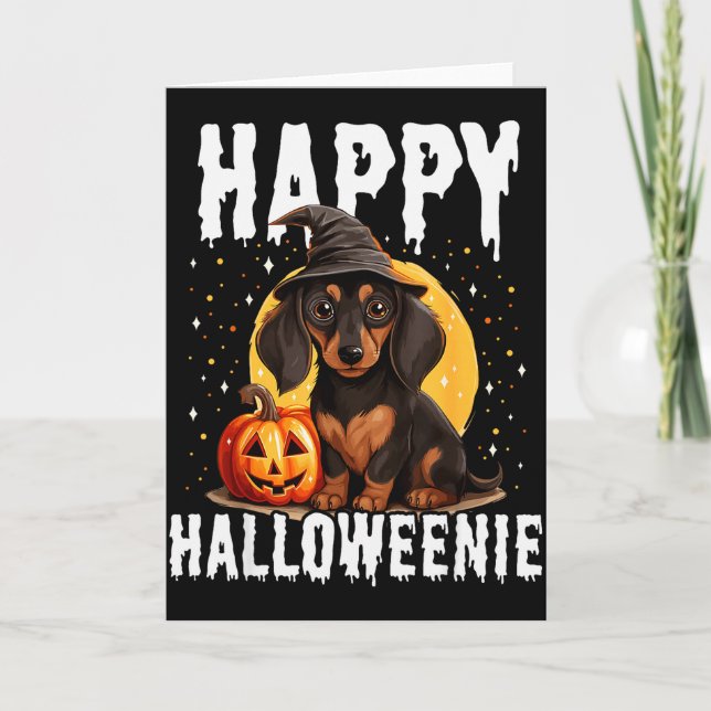 Funny Happy Halloweenie Halloween 2024 Weiner Dog  Karte (Vorderseite)