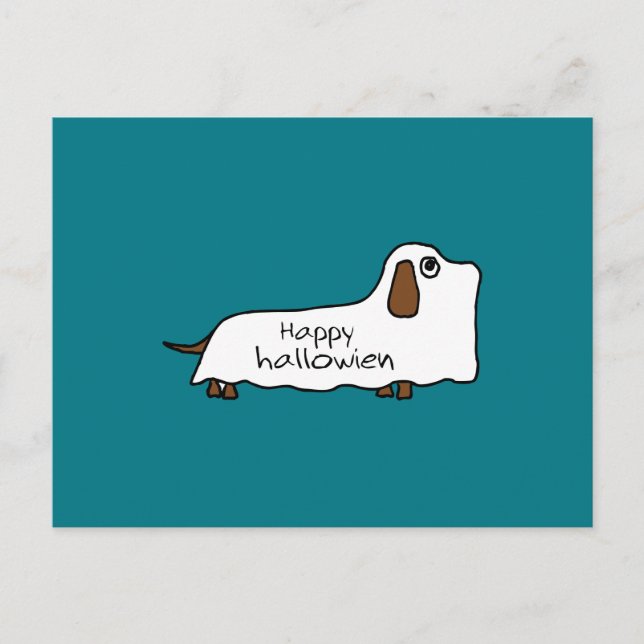 Funny Happy hallowiener Dackel Hund Geist hallowee Postkarte (Vorderseite)