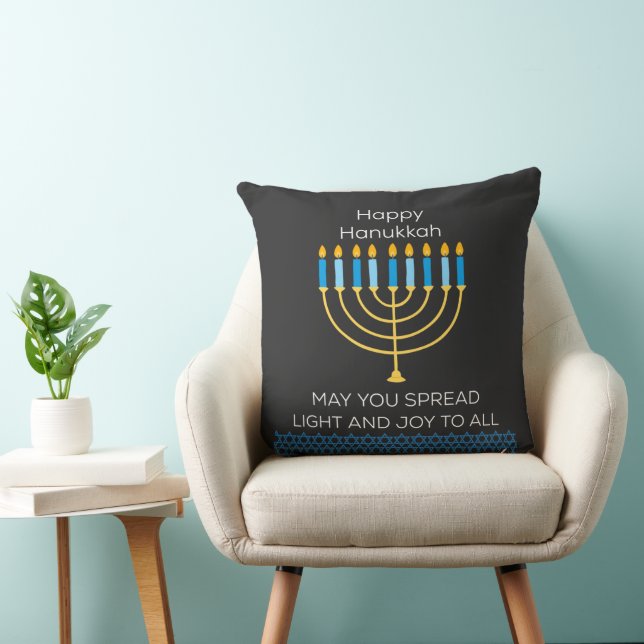 Funny Happy Hanukkah Cute Blue Chanukah Unique Kissen (Stuhl )