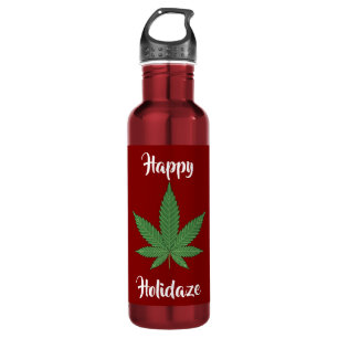 Funny Happy Holidaze Weed Leaf Personalisiert Edelstahlflasche