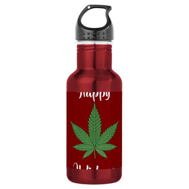 Funny Happy Holidaze Weed Leaf Personalisiert Edelstahlflasche (Vorderseite)