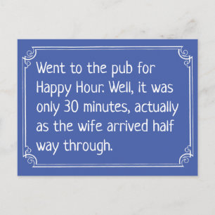 Funny Happy Hour Pub Joke Postkarte