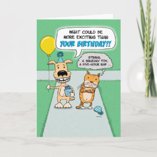 Funny Happy Hund und Grumpy Cat Birthday Karte