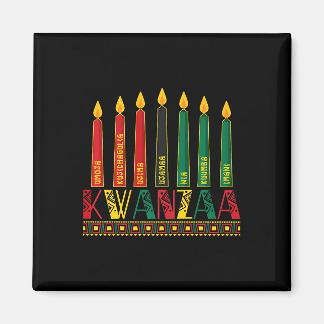 Funny Happy Kwanzaa Kinara Principles Candles Pan Magnet (Vorne)