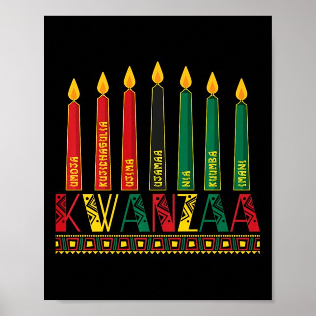 Funny Happy Kwanzaa Kinara Principles Candles Pan Poster (Vorne)