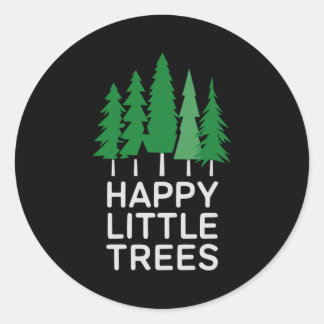 Funny Happy Little Trees Camng  Runder Aufkleber