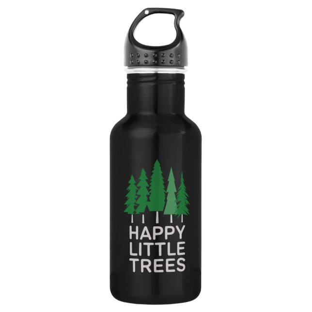 Funny Happy Little Trees Gifts Camping Edelstahlflasche (Vorderseite)