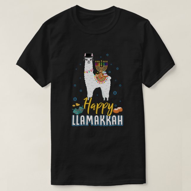 Funny Happy Llamakkah Hanukka Llama T-Shirt (Design vorne)
