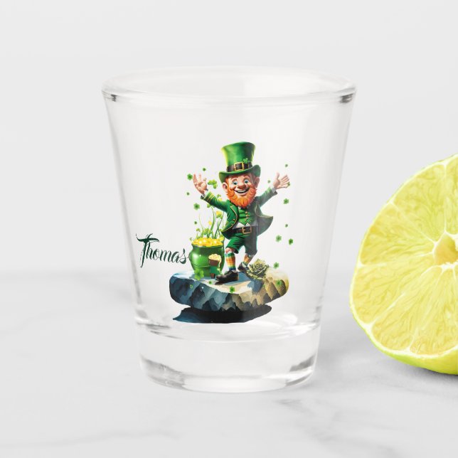 Funny Happy Lprechaun Schnapsglas (Vorderseite)