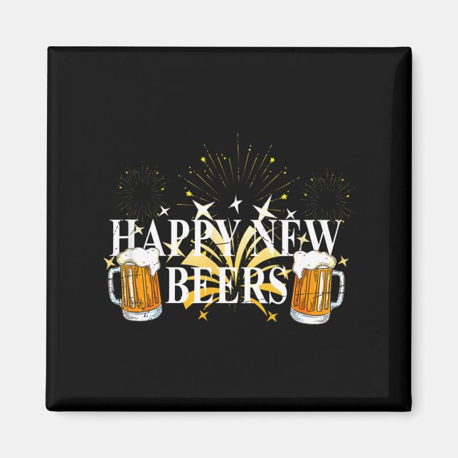 Funny Happy New Beers Drinking 2021 Nye Party Happ Magnet (Vorne)