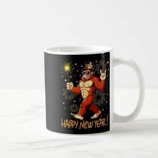 Funny Happy New Year 2026 Bigfoot Lovers New Years Kaffeetasse (Rechts)