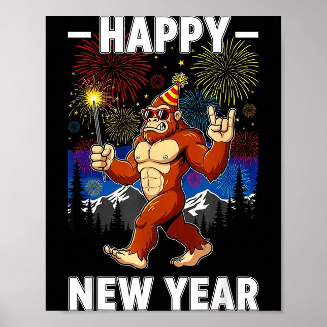 Funny Happy New Year 2026 Bigfoot Lovers New Years Poster (Vorne)