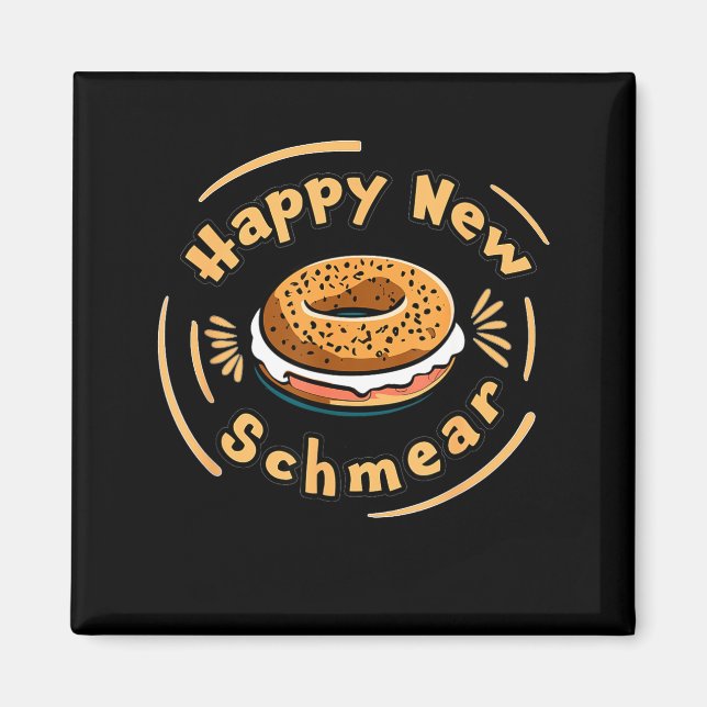 Funny Happy New Year Bagel &amp; Schmear Jewish Br Magnet (Vorne)