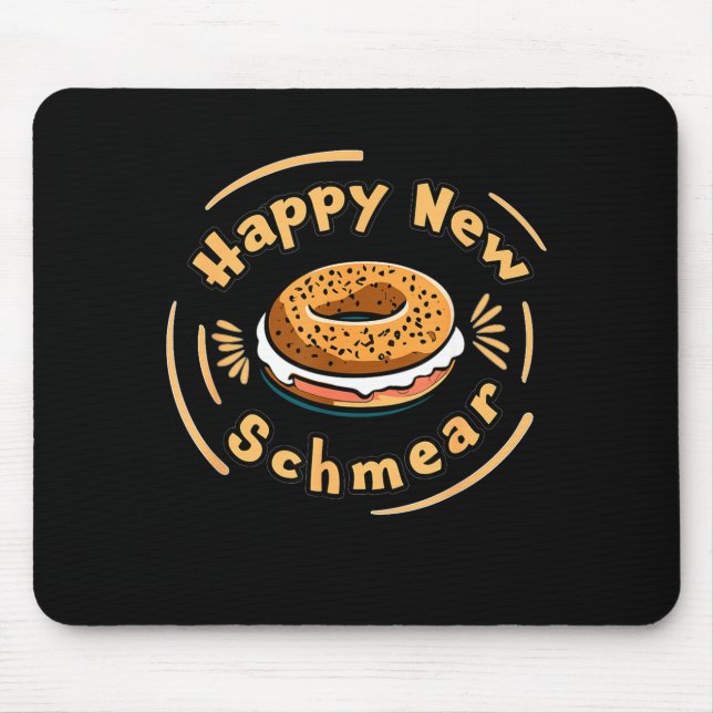 Funny Happy New Year Bagel &amp; Schmear Jewish Br Mousepad (Vorne)