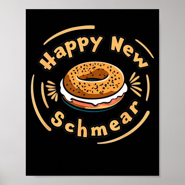 Funny Happy New Year Bagel &amp; Schmear Jewish Br Poster (Vorne)
