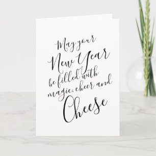 Funny Happy New Year Black Script Typografie Karte