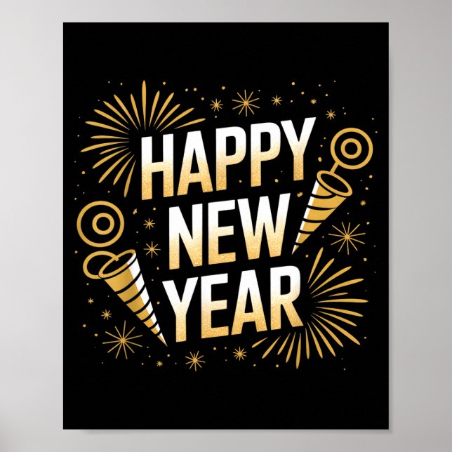 Funny Happy New Year Couple Matching  Poster (Vorne)