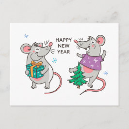 Funny Happy New Year Rat Postkarte