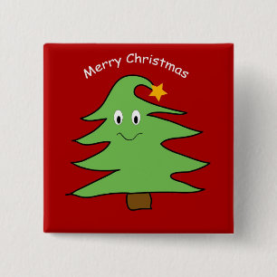 Funny Happy Niedlicher Weihnachtsbaum Button
