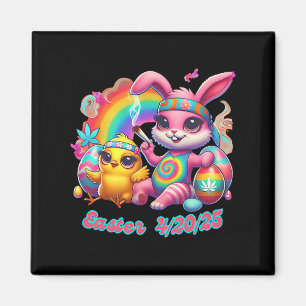 Funny Happy Oaster Bunny Chick Rauchen Weed Magnet