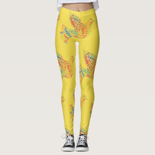 Funny Happy Oaster Dove Typografy Pattern Leggings