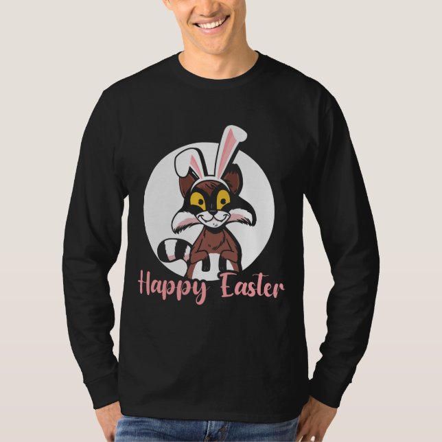 Funny Happy Osterfest Raccoon Bunny Egg Hunt T-Shirt (Vorderseite)