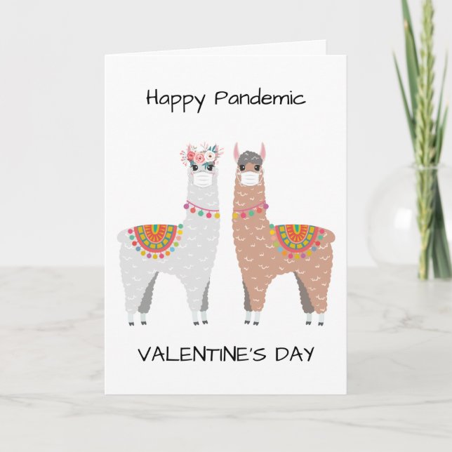 Funny Happy Pandemic Valentine Llama Feiertagskarte (Vorderseite)