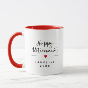 Funny Happy Retirement Red Heart Tasse