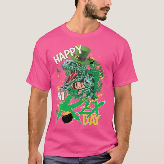 Funny Happy St Pat Rex Day Trex Dinosaur St Patric T-Shirt (Vorderseite)