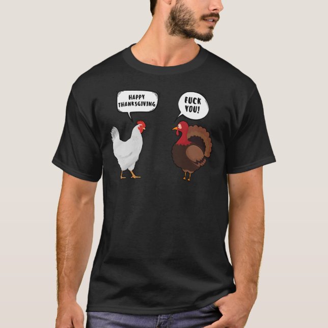 Funny Happy Thanksgiving Chicken Vs Turkey Essenti T-Shirt (Vorderseite)