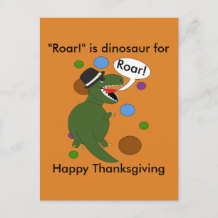 Funny Happy Thanksgiving Dinosaur personalize Postkarte