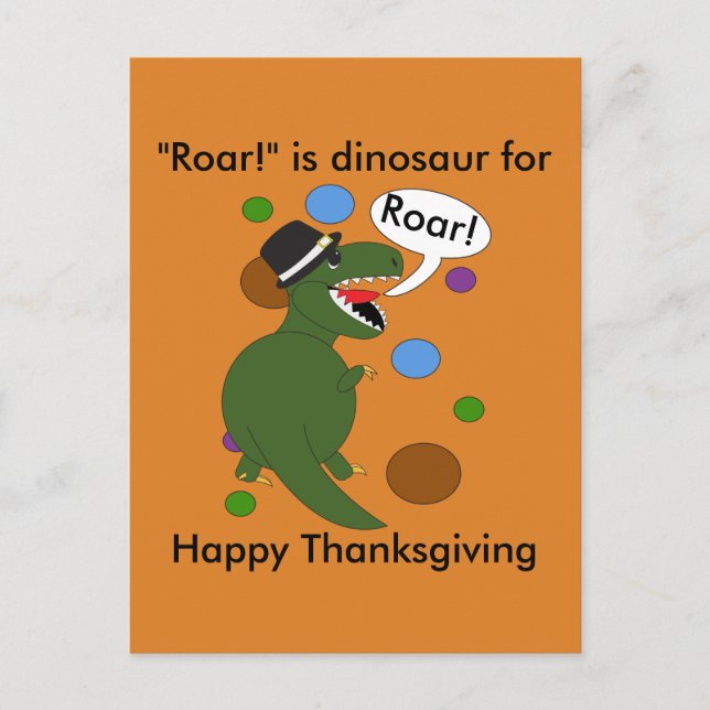 Funny Happy Thanksgiving Dinosaur personalize Postkarte (Vorderseite)