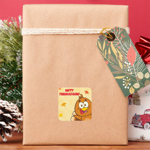 Funny Happy Thanksgiving Quadratischer Aufkleber