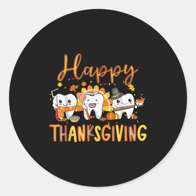 Funny Happy Thanksgiving Teeth Dental Squad Turkey Runder Aufkleber (Vorderseite)