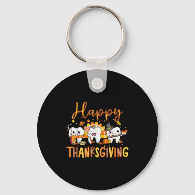 Funny Happy Thanksgiving Teeth Dental Squad Turkey Schlüsselanhänger (Vorderseite)