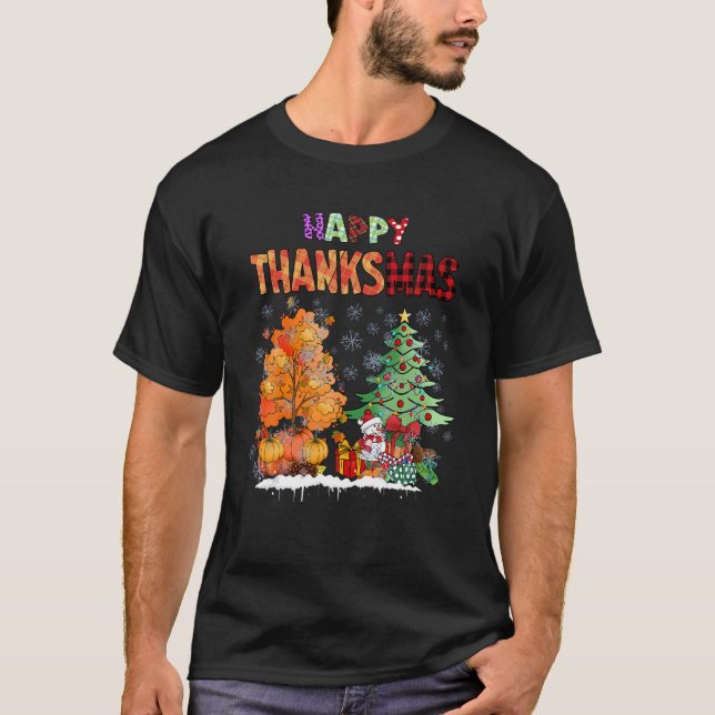 Funny Happy Thanksmas Niedlicher Erntedank und Chr T-Shirt (Vorderseite)