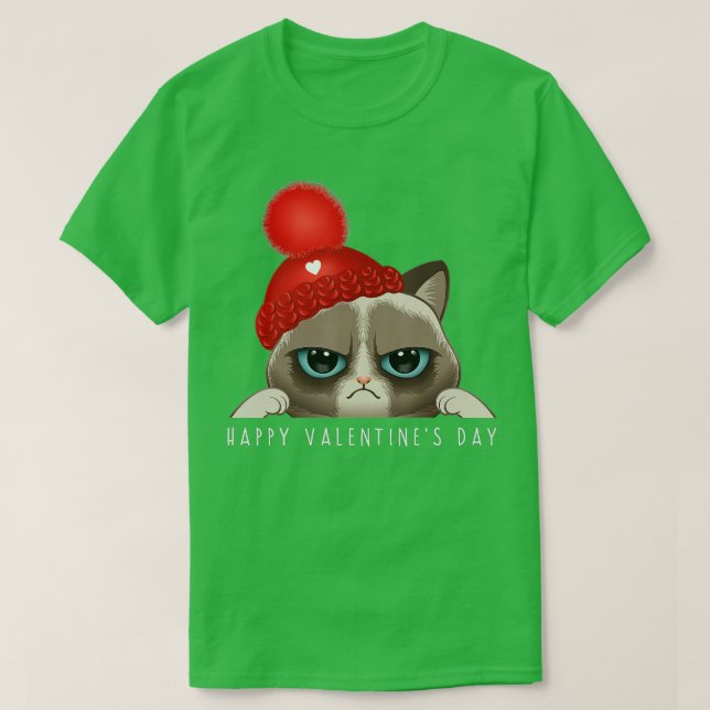 Funny Happy Valentines Day Cat Liebe Herzchen Jung T-Shirt (Design vorne)