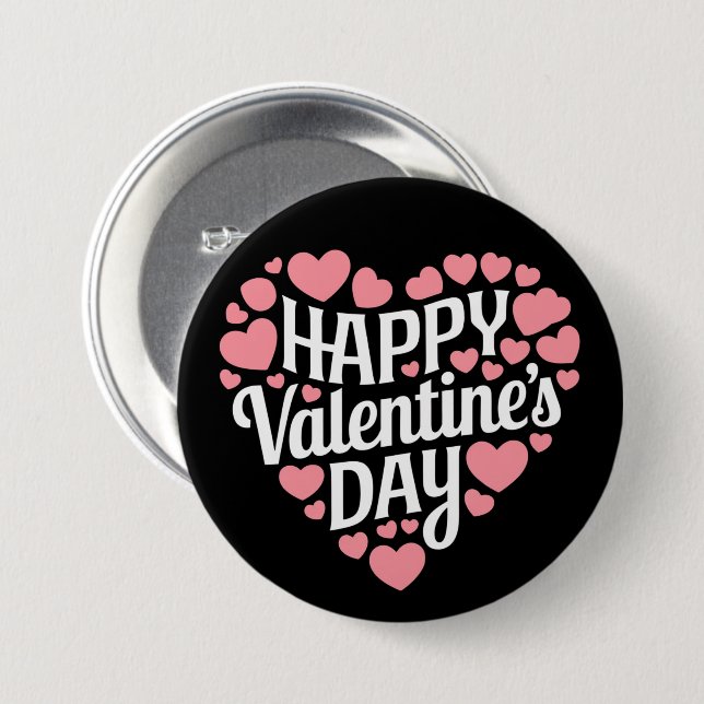 Funny Happy Valentines Day Herzlich Liebe Button (Vorne & Hinten)