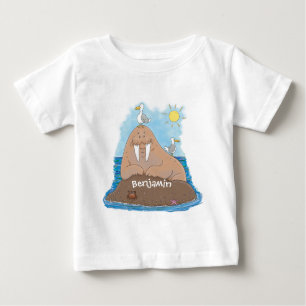 Funny happy walrus Cartoon Illustration Baby T-shirt