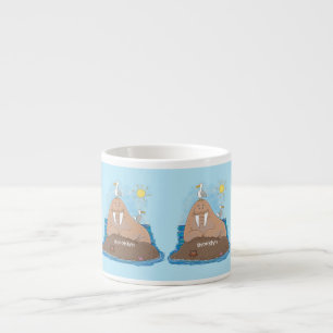 Funny happy walrus Cartoon Illustration Espressotasse