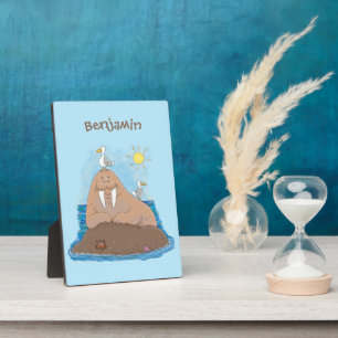 Funny happy walrus cartoon illustration fotoplatte