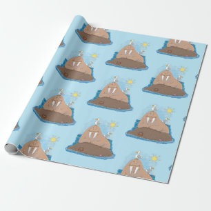 Funny happy walrus Cartoon Illustration Geschenkpapier