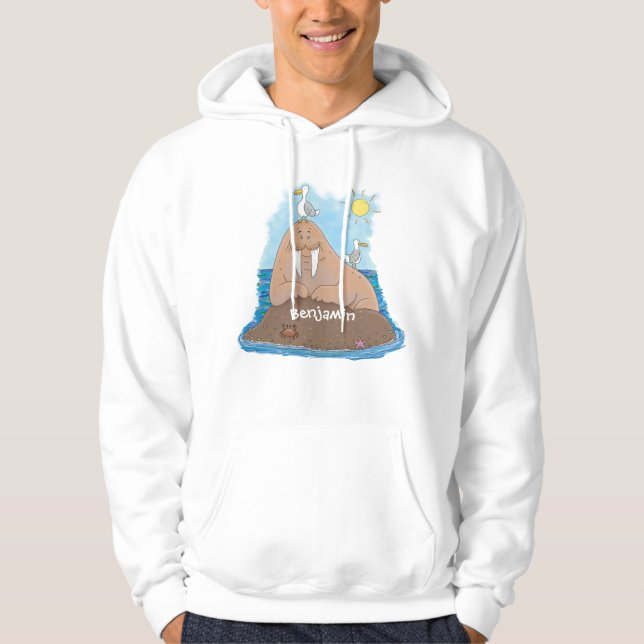 Funny happy walrus Cartoon Illustration Hoodie (Vorderseite)