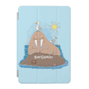 Funny happy walrus Cartoon Illustration iPad Mini Hülle
