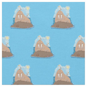 Funny happy walrus Cartoon Illustration Stoff