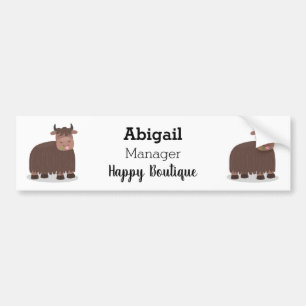Funny happy yak aß gras Cartoon Illustration Autoaufkleber