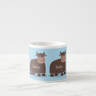 Funny happy yak aß gras Cartoon Illustration Espressotasse