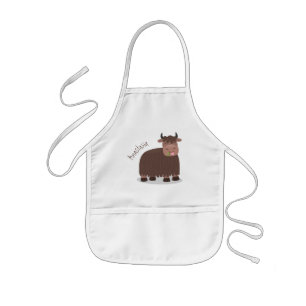 Funny happy yak aß gras Cartoon Illustration Kinderschürze